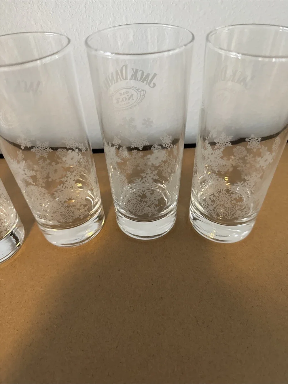 Highball Glasses Set of 4 Jack Daniels Old No. 7 Snowflake 10 Oz Etched 6